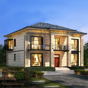 b7101农村二层小洋房别墅图纸两层自建房真房设计图带阳台效果图