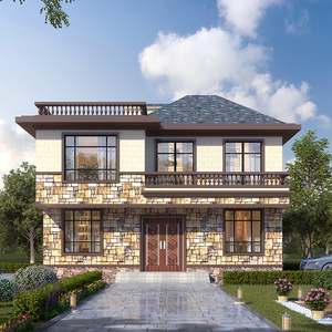 b7811二层半简欧乡村田园小别墅两层农村房屋自建房小洋楼全套