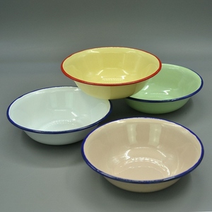 老式搪瓷小碗14cm平边盆怀旧餐厅小碗火锅店汤盆料碗老式搪瓷小碗