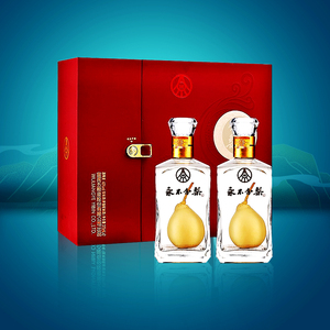 40度五粮液股份永不分梨酒375ml*2瓶红色礼盒装永不分离酒零售价
