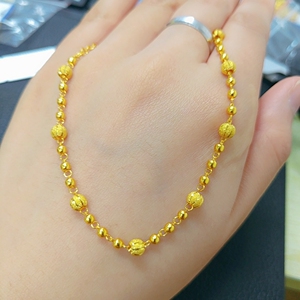 中国黄金手链足金手链女珠黄金豆豆珠珠手链小南瓜5g气质百搭简约