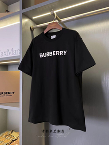 Burberry/博柏利/巴宝莉 经典单排字母logo印花棉质 短袖女 T恤男