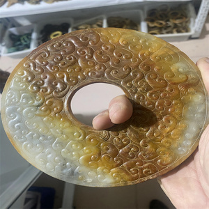 仿古和田龙纹古玉器收藏玉璧老玉壁摆件挂件黄玉和氏玉璧春秋战国