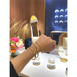 chaumet/尚美巴黎 18k玫瑰金 蜂巢手镯 无钻 隔钻爱巢 情侣手环女