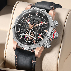 衡保罗手表男夜光防水多功能石英表大表盘镂空8850