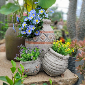 悠慕 创意仿粗陶缺口多肉花盆园艺做旧庭院装饰摆件复古花器花盆