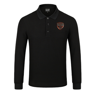 armani/阿玛尼男装polo衫22新款ea7盾牌徽章翻领渐变商务休闲长袖