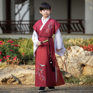 儿童汉服男童春秋款新款古风帅气小男孩国学服唐装唐朝服饰演出服