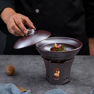 酒店创意中式加热保温鱼翅明炉特色会所干锅红烧肉意境菜热菜餐具