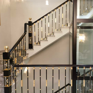 楼梯扶手栏杆新中式轻奢铝艺农村别墅自建房室内家用铝合金柱护栏