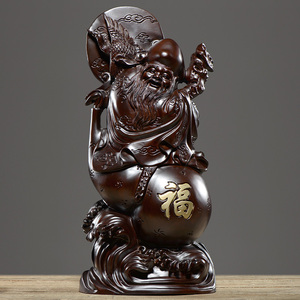 黑檀木雕老寿星公寿翁摆件实木质工艺品家居装饰生日祝寿贺寿礼品