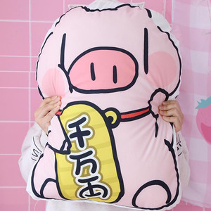 成都网红ins卡通屁屁猪抱枕多功能办公室午睡靠枕卧室床上装