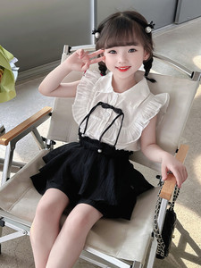 女童套装夏款2024新款儿童韩版时髦洋气夏季衣服薄款套裙宝宝夏装