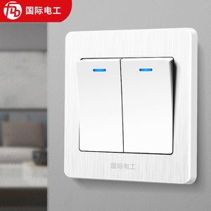 欧普雷士86型双开关双切开关家用两位双联电灯开关二开双切楼道暗