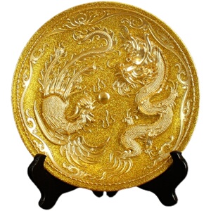 厦门漆线雕工艺品金箔盘龙凤呈祥摆件结婚送礼送新人礼品定制刻字