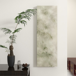 然也 现代玄关侘寂风装饰画新中式走廊竖版墙壁画竹子日式挂画