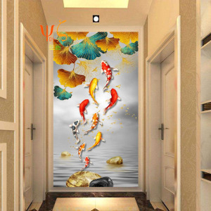 79三友斋淘宝手绘真丝壁纸紫藤画墙纸手工壁画美式背景墙藤萝布书房
