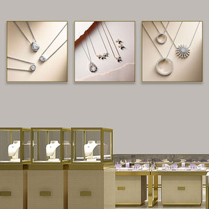 珠宝店装饰画钻石黄金首饰专柜挂画奢侈品饰品店展示柜背景墙壁画