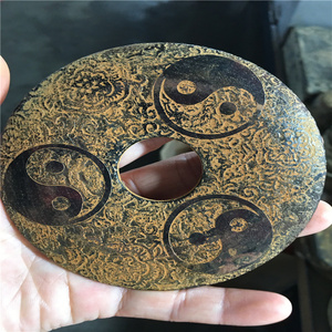 玉石古玩古董玉环收藏复古做旧工艺品古墓出土阴雕仿汉代八卦玉壁
