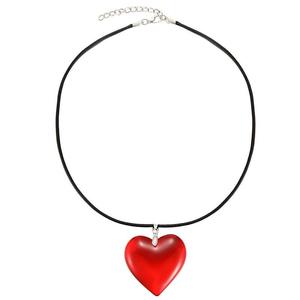 Red glass heart pendant necklaces women 红色玻璃心形吊坠项链
