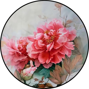 吉祥富贵祥和牡丹实木圆形装饰壁画卧室客厅玄关酒店挂画二国画廊