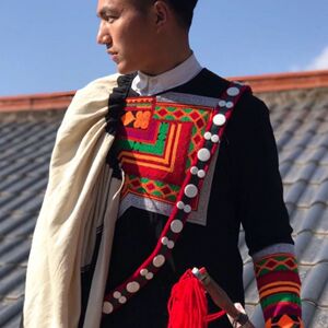 彝族火把节男装彝族演出服装重工刺绣男士民族服装彝族裤子0人付款