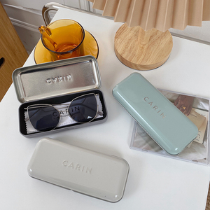 韩版carin卡琳复古太阳镜盒清新少女墨镜收纳盒文艺近视铁眼镜盒