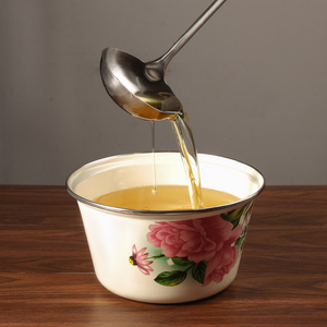 tnf猪油盆搪瓷盆家用带盖加厚怀旧老式厨房出口洋瓷盆装猪油罐