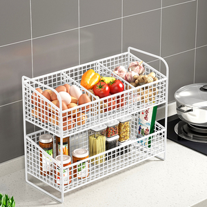 厨房分层置物架家用果蔬收纳篮分隔式菜篮整理架调味料放置架子