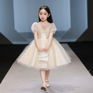 官网丹尼熊正品女童连衣裙夏装儿童蓬蓬裙礼服女童公主裙童装女超