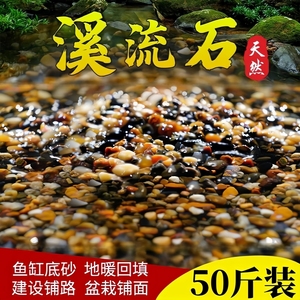 50斤天然鹅卵石溪流石鱼缸铺底造景砂水箱沼泽过滤小石子原生豆石