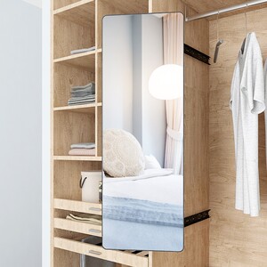 衣柜镜子内置推拉旋转内装伸缩折叠试衣镜平开柜子里的全身穿衣镜