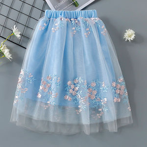 女童半身裙女蕾丝网纱裙春夏韩版中大童黑色百褶裙短裙儿童蓬蓬裙