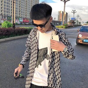 满天星衬衣快手网红同款潮牌快手文赫同款精神小伙蓝色情侣外套潮