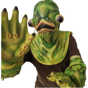 绿鱼人怪怪鱼鲶鱼绿色鱼大青鱼头套可爱搞怪面具全脸硅胶套头抖音