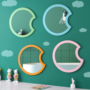 幼儿园卫生间洗漱台贴墙小镜子月亮儿童房创意装饰卡通浴室梳妆镜