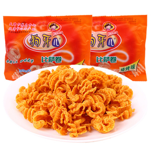 8090后怀旧小时候的零食品狗牙儿比萨卷锅巴25g*60包休闲膨化小吃