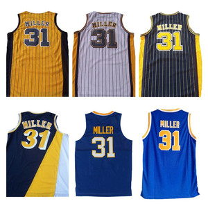 雷吉米勒球衣步行者队31号条纹三色拼大学复古新秀刺绣背心篮球服