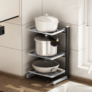 厨房锅架置物架台面多层放炒菜锅高压锅架子家用可调节锅具收纳架