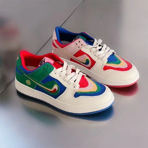 真皮aj1女鞋鸳鸯拼色板鞋2022新款糖果系带学生百搭休闲运动鞋ins