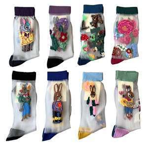 韩国socksappeal袜子夏季超薄玻璃丝卡通甜美中高筒女水晶丝潮袜Z