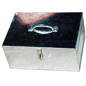 铁皮钱箱子摆摊商用带锁工具钱箱盒子不锈钢长方形储物箱小铁箱铁