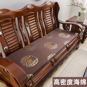 冬季实木沙发垫新中式红木沙发坐垫木质椅垫子加硬高密度海绵座垫