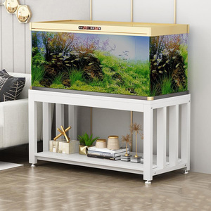 双层鱼缸架承重底座底架铁艺实木钢木水族箱底柜客厅小型简易多层