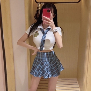 性感内衣日系jk学院风露脐学生百褶超短裙小胸制服角色扮演方便纯