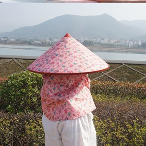 采茶田园农民农村干活戴的帽子防晒防雨遮阳斗笠大草帽沿披肩透气
