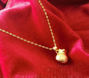 999沙金古法镀真足金周大福老凤祥中国黄金同款保色福袋吊坠