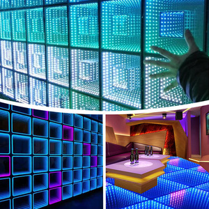 led深渊地砖灯舞台多层背景墙ktv酒吧霓虹镜面3d深渊镜logo深渊灯