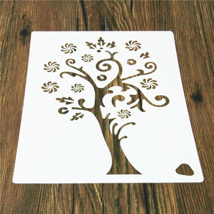 大树圣诞树手工diy相册卡片涂鸦绘画镂空模板美术手抄报模板工具