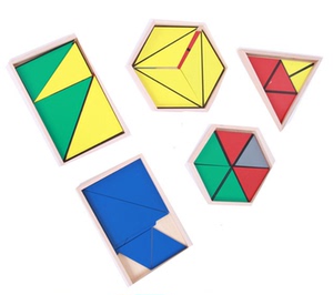 送视频儿童早教平面蒙特梭利蒙台梭利蒙氏感官教具构成三角形5盒